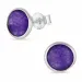 Runden violettem Amethyst Ohrstecker in Silber