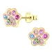 Pfote mehrfarbigem Kinderohrringe in vergoldetem Silber - Little Ones
