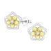 Blumen Zirkon Kinderohrringe in Silber mit vergoldetem Silber - Little Ones