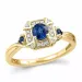 viereckigem Saphir Diamantring in 14 Karat Gold 0,07 ct 