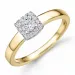 viereckigem Diamant Ring in 14 Karat Gold- und Weißgold 0,20 ct 0,10 ct