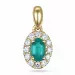ovaler Smaragd Diamantanhänger in 14 karat Gold 0,25 ct 0,15 ct