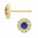 runden blauem Saphir Diamantohrringe in 14 Karat Gold mit Saphir und Diamant 
