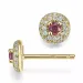 runden Rubin Brillantohrringen in 14 Karat Gold mit Rubin und Diamant 