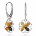 Bernsteinschmuck Blumen mehrfarbigen Ohrringe in Silber