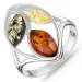 Blumen Bernstein Ring aus Silber