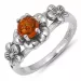 Blumen Bernstein Ring aus Silber