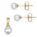 6 und 5 mm weißem Perle Set mit Ohrringe und Anhänger in 9 Karat Gold
