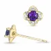 Blumen Amethyst Brillantohrringen in 9 Karat Gold mit Amethyst und Diamant 