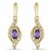 lange Amethyst Brillantohrringen in 9 Karat Gold mit Amethyst und Diamant 