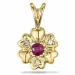 Blumen rubin diamantanhänger in 9 karat gold 0,01 ct 0,16 ct