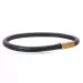 Runder schwarzem armband aus leder mit vergoldetem stahl  x 4 mm