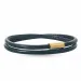 Runder schwarzem armband aus leder mit vergoldetem stahl x 4 mm