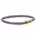 Runder violettem armband aus leder mit vergoldetem stahl  x 4 mm