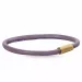Runder violettem armband aus leder mit vergoldetem stahl x 4 mm