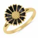 12 mm Marguerite schwarz Ring aus vergoldetem Sterlingsilber