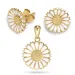 Marguerite Set mit Ohrringe und Anhänger in vergoldetem Sterlingsilber weißem Emaille