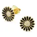 10 - 11 mm Marguerite schwarzem Ohrstecker in vergoldetem Sterlingsilber - Marie