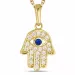 Hamsas Hand Zirkon Halskette aus vergoldetem Sterlingsilber und Anhänger aus 8 Karat Gold - Gold Collection