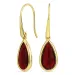 lange Tropfen rotem Bergkristall  Ohrringe in vergoldetem Silber - Loom Stones