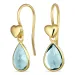 Herz Tropfen blauem Bergkristall Ohrhaken in vergoldetem Silber