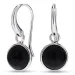 runden schwarzem Onyx Ohrringe in versilbertes Messing - Loom Stones