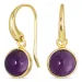 runden violettem Bergkristall Ohrringe in vergoldetes Messing - Loom Stones