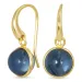 runden blauem dunkelblauem Bergkristall Ohrringe in vergoldetes Messing - Loom Stones