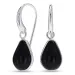 Tropfen schwarzem Onyx Ohrringe in versilbertes Messing - Loom Stones