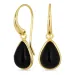 Tropfen schwarzem Onyx Ohrringe in vergoldetes Messing - Loom Stones