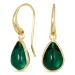 Tropfen dunkelgrüner Bergkristall Ohrringe in vergoldetes Messing - Loom Stones