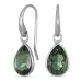 Tropfen grünem Bergkristall Ohrringe in versilbertes Messing - Loom Stones