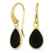 Tropfen schwarzem Onyx Ohrringe in vergoldetes Messing - Loom Stones