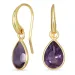 Tropfen lila Amethyst Ohrringe in vergoldetes Messing