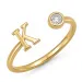 buchstab k Zirkon Ring aus vergoldetes Messing