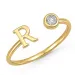 buchstab r Zirkon Ring aus vergoldetes Messing