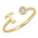 buchstab t Zirkon Ring aus vergoldetes Messing