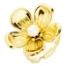 Wasserfest Blumen justierbar Ring aus vergoldetem Edelstahl - OCEANA