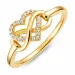 Herzen Zirkon Ring aus vergoldetes Messing