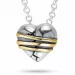 Herz Halskette aus Silber und Anhänger aus oxidiertem Sterlingsilber mit 8 Karat Gold