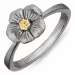 Blumen Ring aus schwarzes rhodiniertes Silber