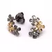 Dark Harmony Blumen Ohrringe in schwarzes rhodiniertes Silber mit vergoldetem Sterlingsilber