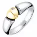 Herz Ring aus oxidiertem Silber mit 8 Karat Gold