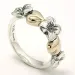 Blumen Ring aus oxidiertem Silber mit 8 Karat Gold