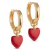 Enamel Amore Herz Kreole in vergoldetem Sterlingsilber rotem Emaille