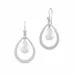 Lange Julie Sandlau tropfenförmigen weißem Perle Ohrringe in Satinrhodiniertes Sterlingsilber weißen Zirkonen