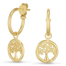 Dreamtimes Baum Des Lebens Ohrringe Frauen - Edelstahl Vergoldet Mit Zirkonia, Rundes Familienbaum-Design