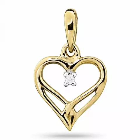 Elegant Herz Diamant Anhänger in 9 karat Gold