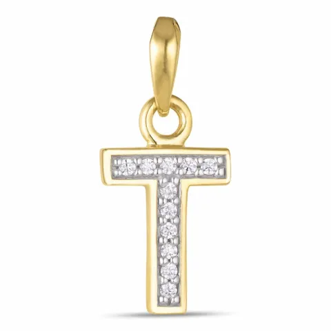 buchstab t Zirkon Anhänger aus 9 Karat Gold