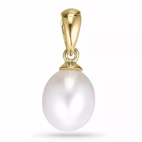 Ovaler perle anhänger in 14 karat gold